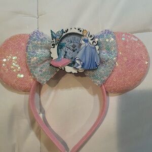 Pink Sequin Mouse Ears Headband with Princess shaker  Design